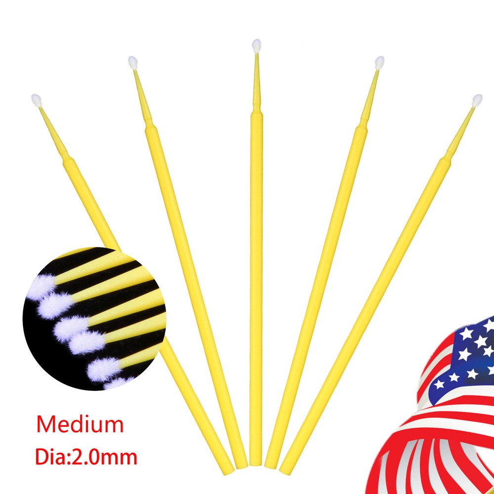 Yellow Microbrush Micro Brush Applicator Tips 2.0mm Dental