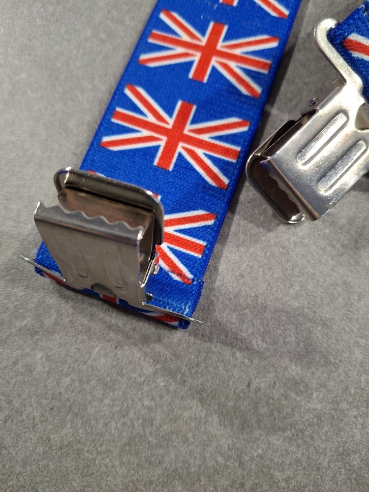 BriMarc Union Jack Elasticated Braces Leather Reinforced Cross Patch Adjustable