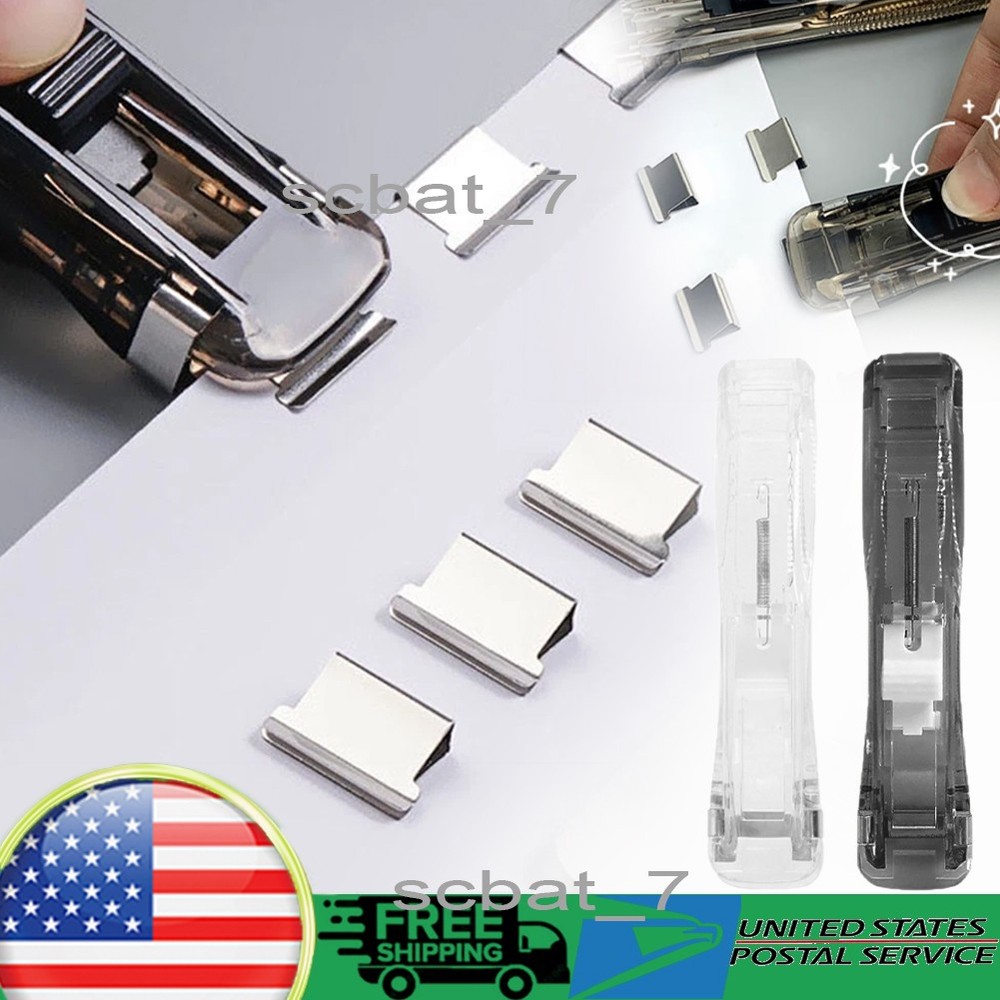 Portable Clip Push Stapler Fixed Binding Reusable Push Clamp Not Damage Paper