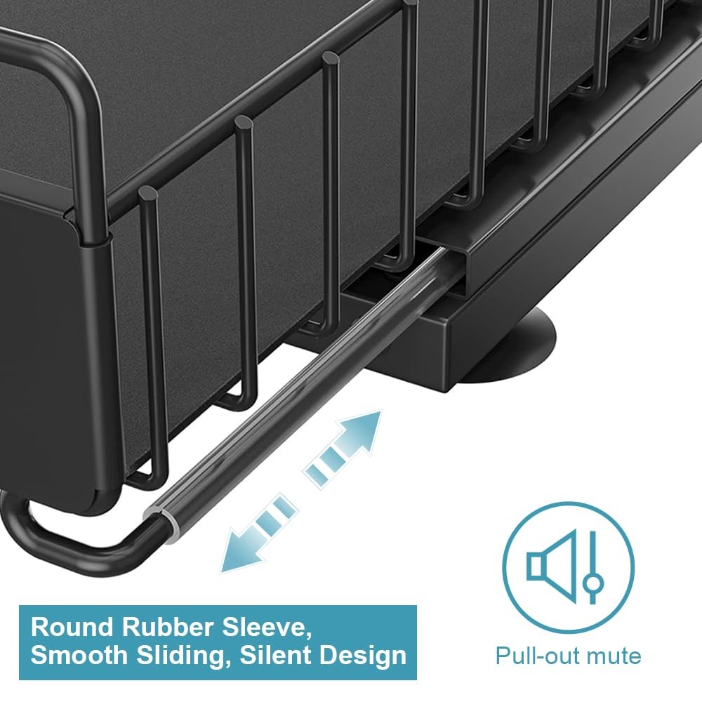 Under Sink Organizer Kitchen, 2 Tier Double Layer, Black
