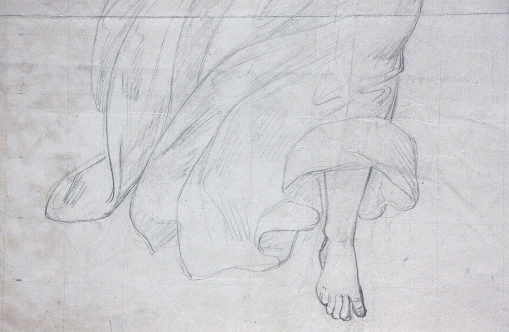 Female Allegory, Dancer, Classicist Drawing Squared 19th century