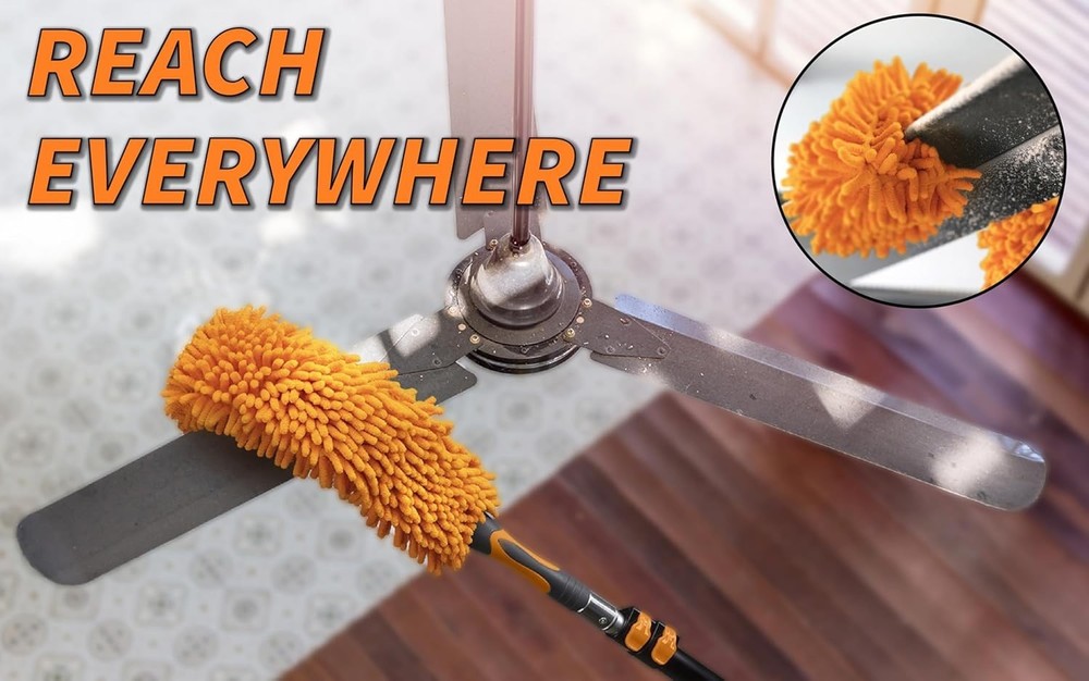 20ft Extendable Duster Kit with Telescopic Pole Cobweb Ceiling Fan Feather