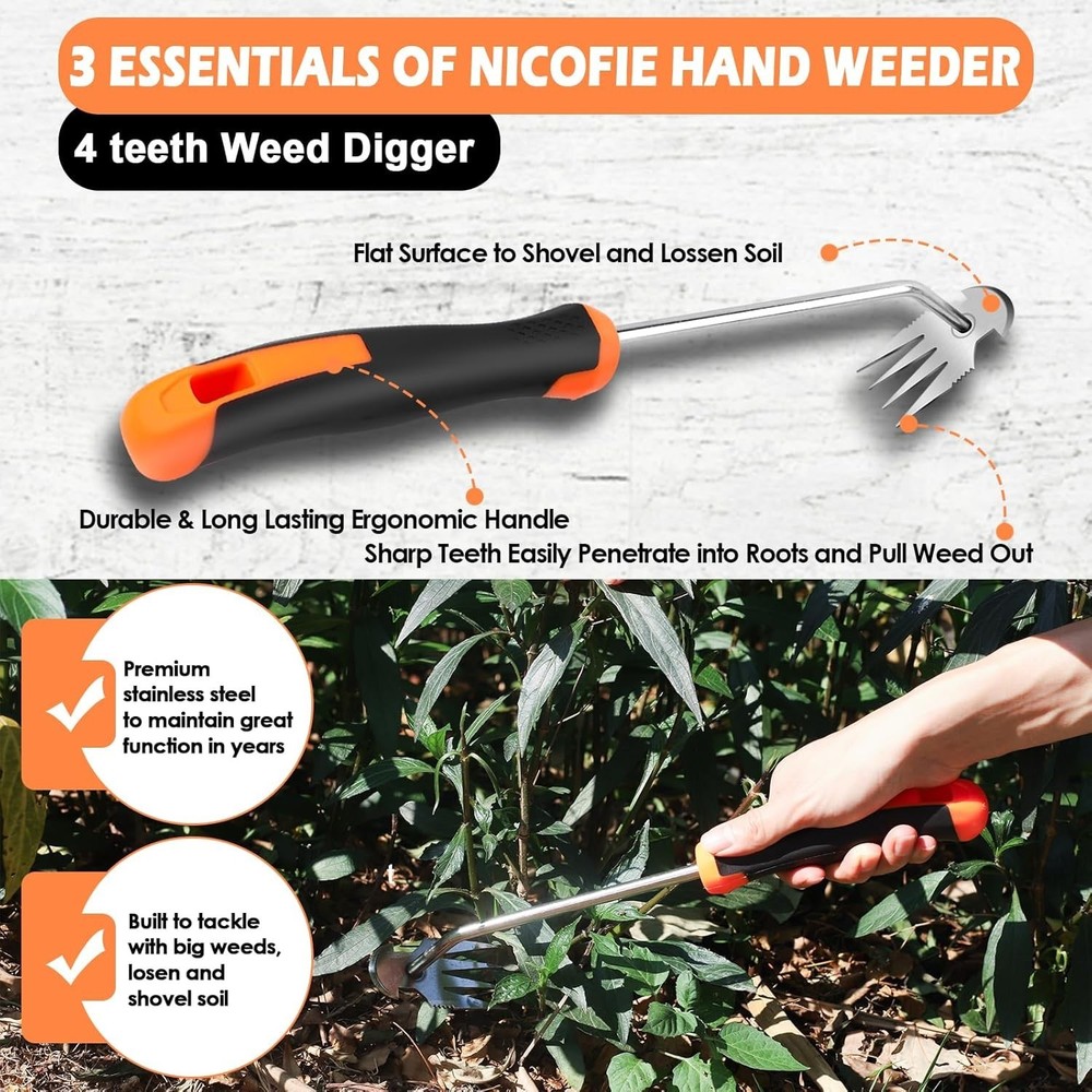 2026 Hand Tool, Rubber Handle Manual Puller Tool, Uprooting Weeding Tools, Cr...