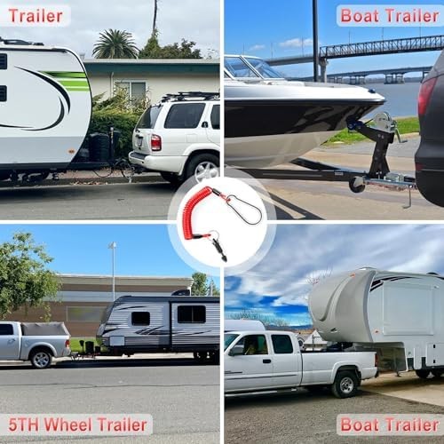 6ft Breakaway Trailer Cable Coiled Safety Wire with Pin