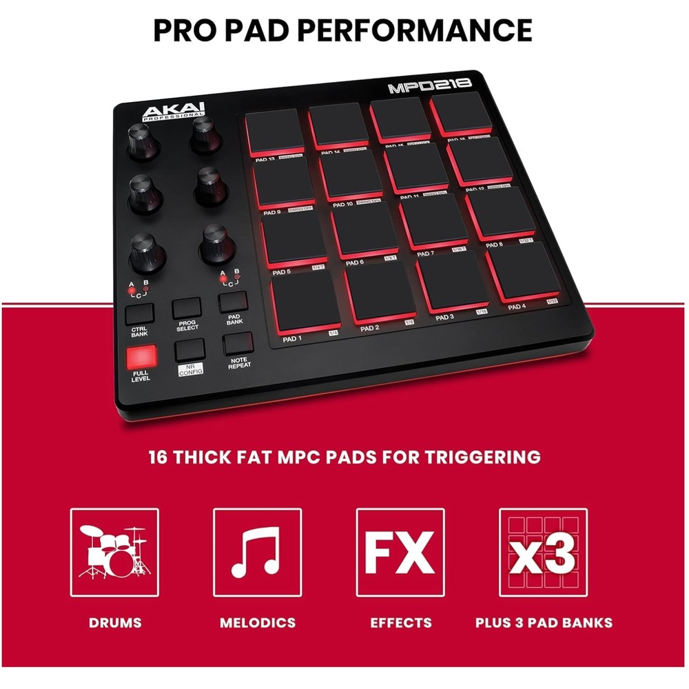 Akai Mpd218 Drum Pad Controller with Production Software