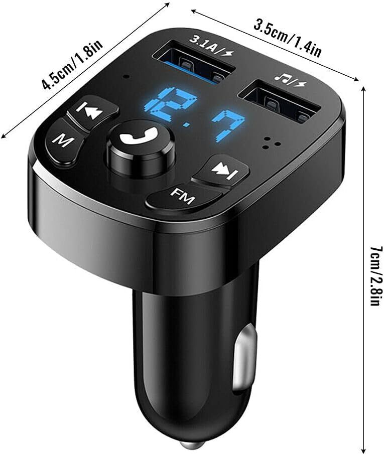 Wireless Bluetooth FM Transmitter Car Charger MP3 Player Support with Dual USB