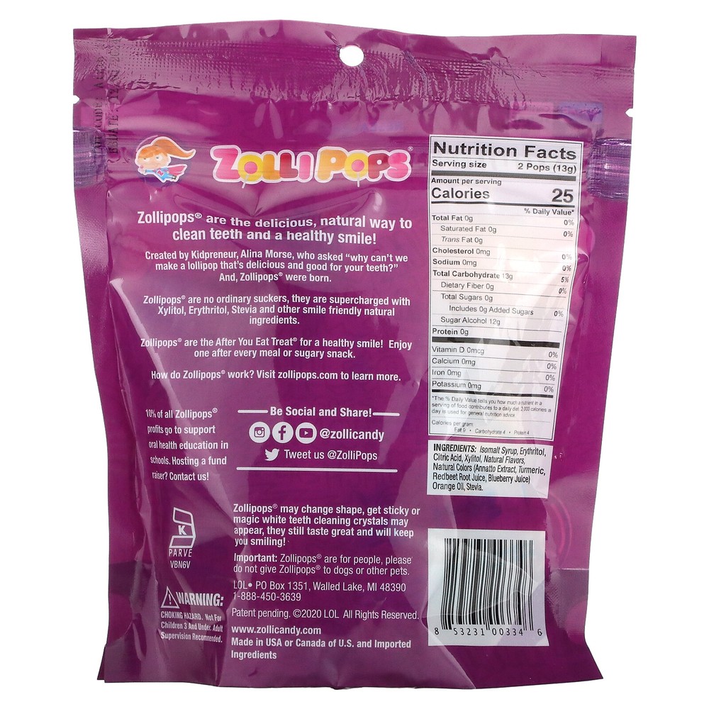 The Clean Teeth Pops, Grape, 3.1 oz