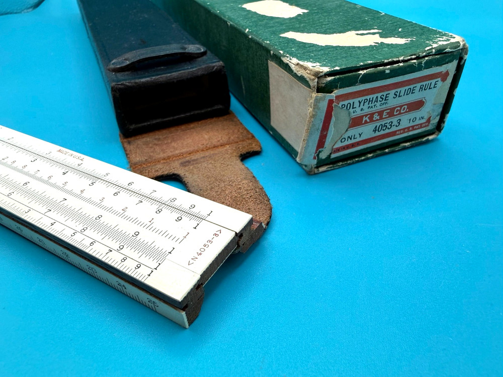 K&E N4053-3 Polyphase Slide Rule, Black Case, Original Box