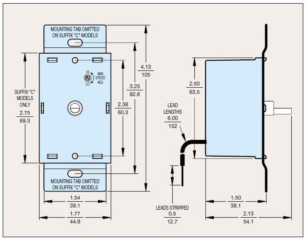 6.0 Amp Solid State AC Motor Control, Touch Control, 115V - Wall Mount Design