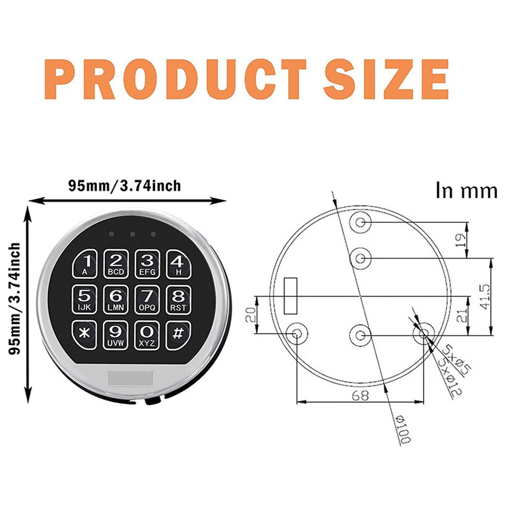 Gun Safe Lock Replacement Solenoid Lock with 2 Master Keys Chrome Digital Keypad