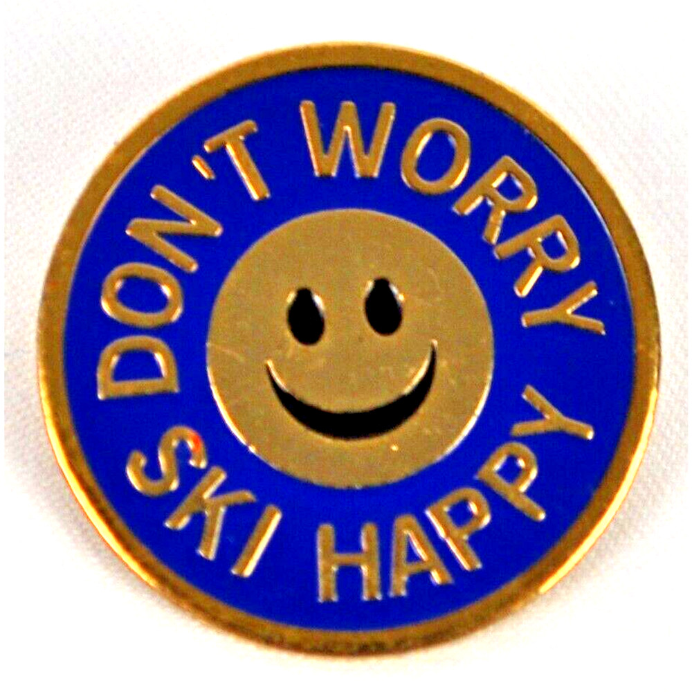 DON'T WORRY SKI HAPPY Skiing Lapel Hat Pin