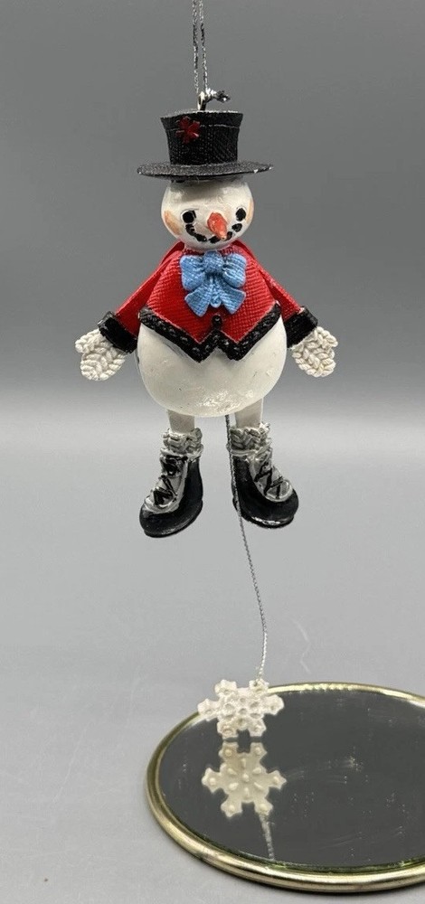 Vintage Jumping Jack Toy Puppet Pull String Snowman Ornament