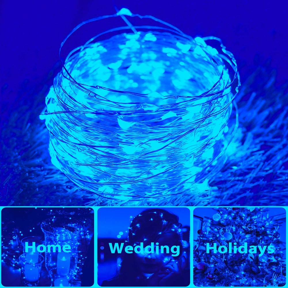 2 Pack 100 Led Solar Powered Copper Wire String Lights Outdoor Waterproof 8 Mode