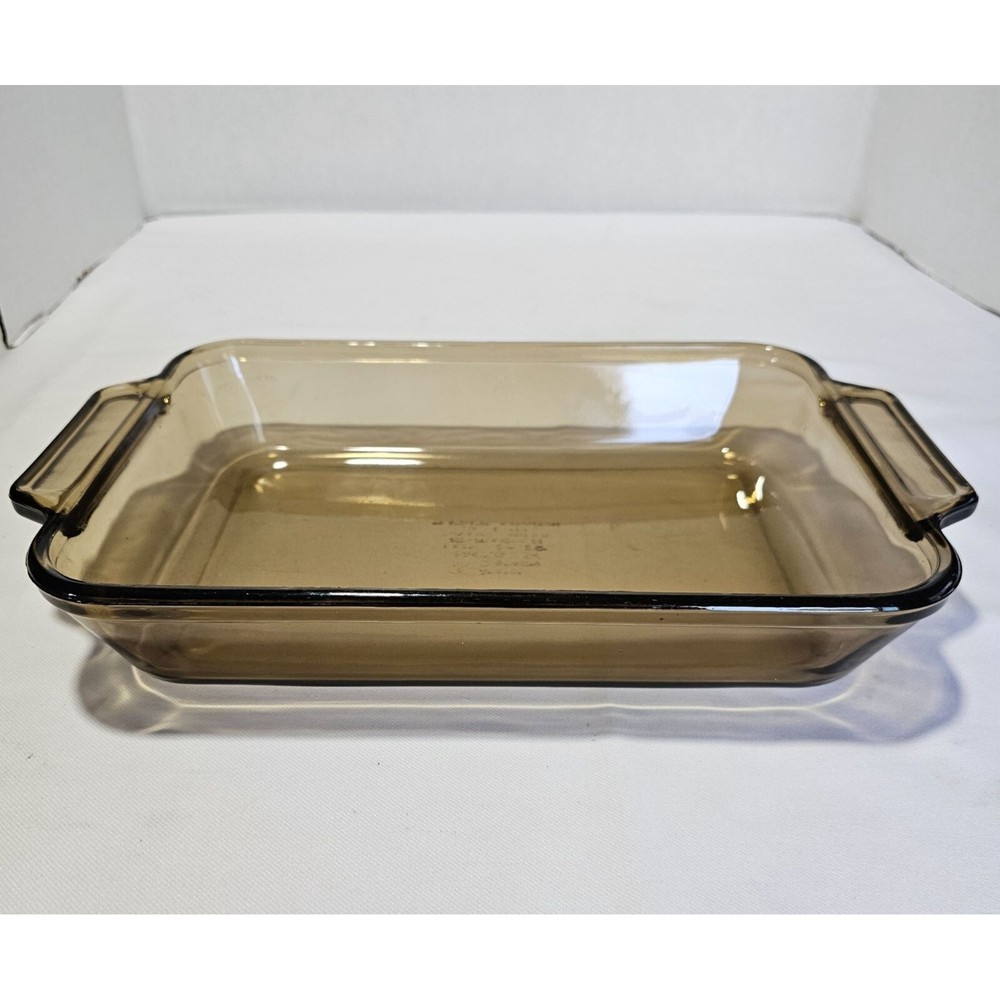 Anchor Hocking Harvest Amber Rectangular Baking Dish 11.5" brown glass 2qt pan