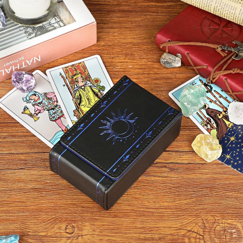 PU Leather Tarot Card Protective Case, Sun Moon Pattern Design Tarot Deck Sto...