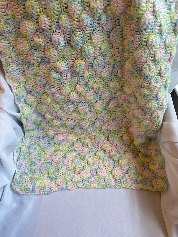 Handmade Knitted Blanket Multicolor Size 43" x 45"