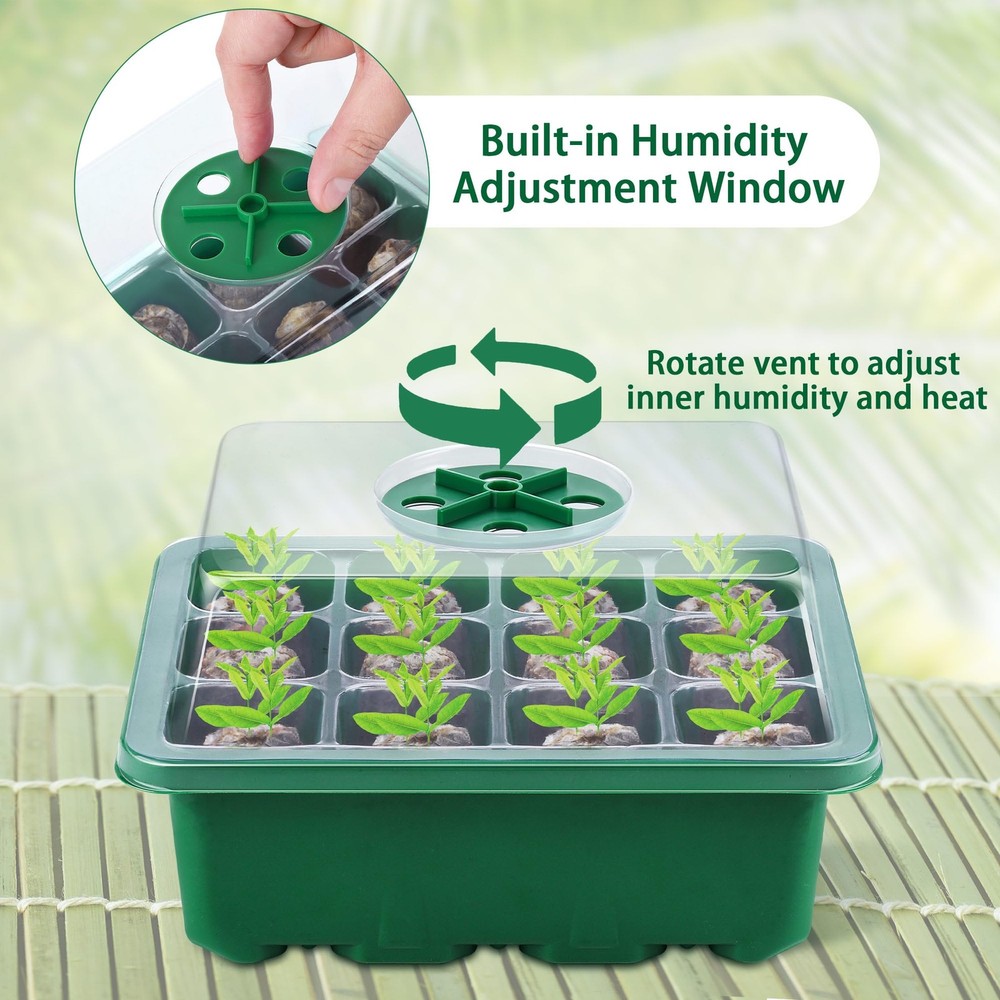 10 Sets Starter Tray Kit Starter Trays with Humidity Dome and Base Include 12...