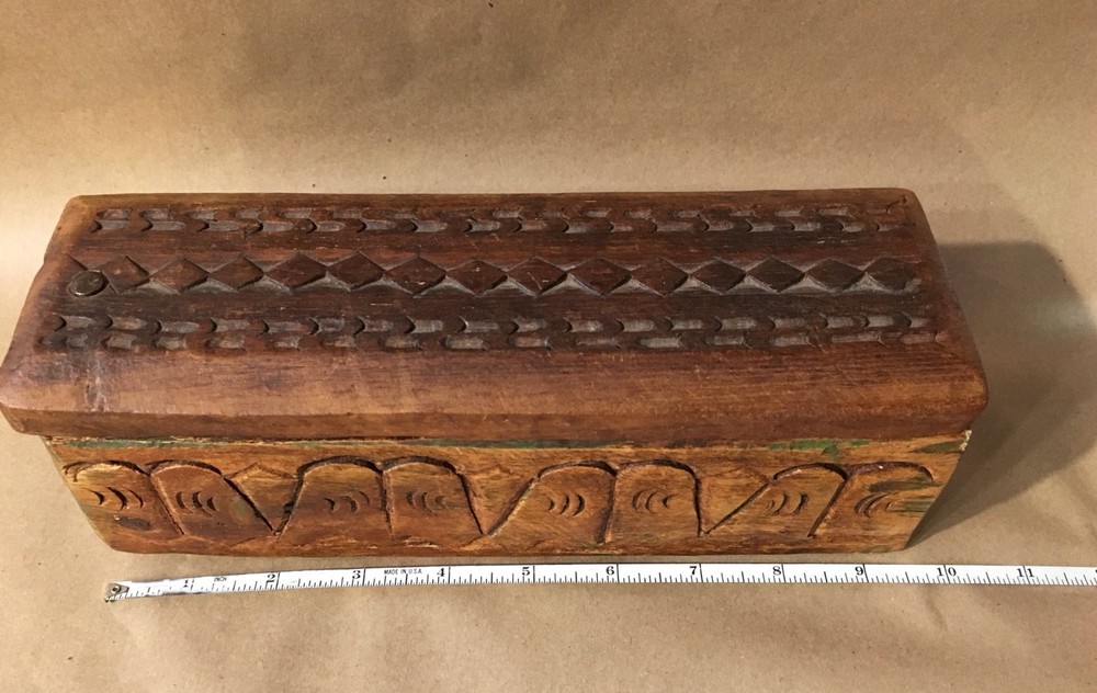 Antique Hand Carved Spice Box