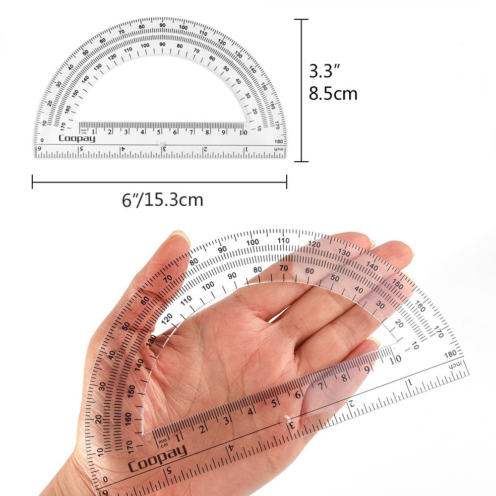 48 PCS Plastic Protractors Student Math Clear Protractor Set 180 Degrees 6 Inch