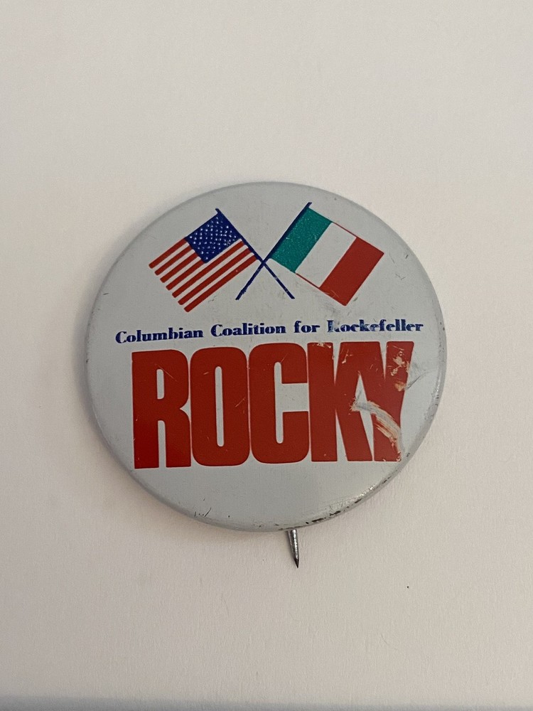Columbian Coalition For Rockefeller Rocky Pin Back Button P168