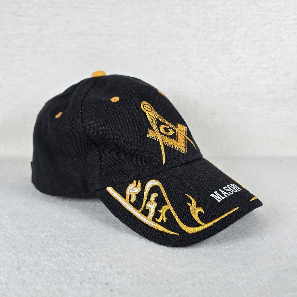 Black Master Mason Baseball Hat Cap Square Compass Masonic Fraternity Freemason