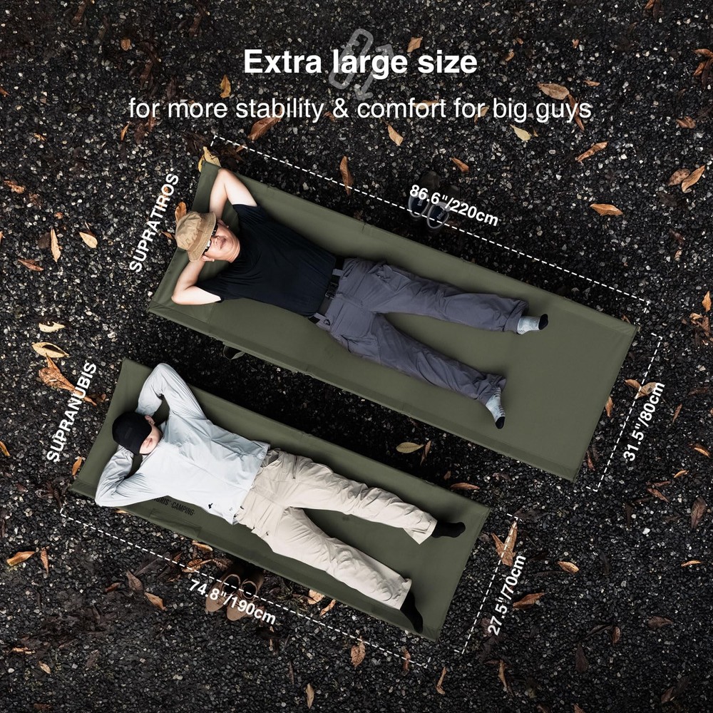 SUPRATIROS Extra Large Camping Cot, Height Adjustable Oversized Sleeping Cot ...