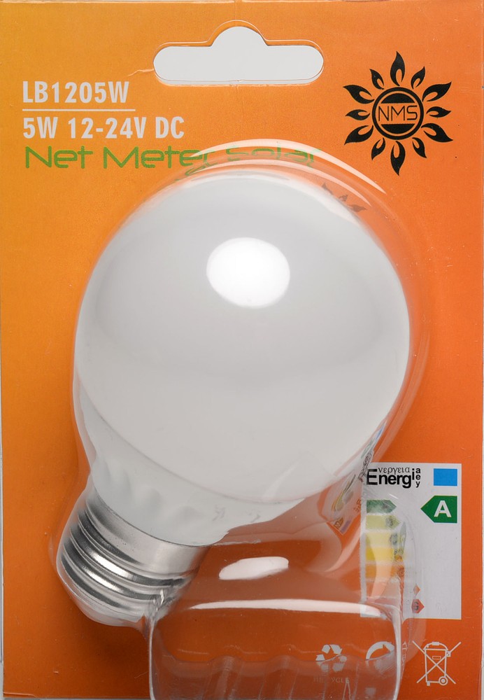 12V 24V DC 5W E27 Base Cool Pure White Day Light LED Light Bulb RV Boat Solar