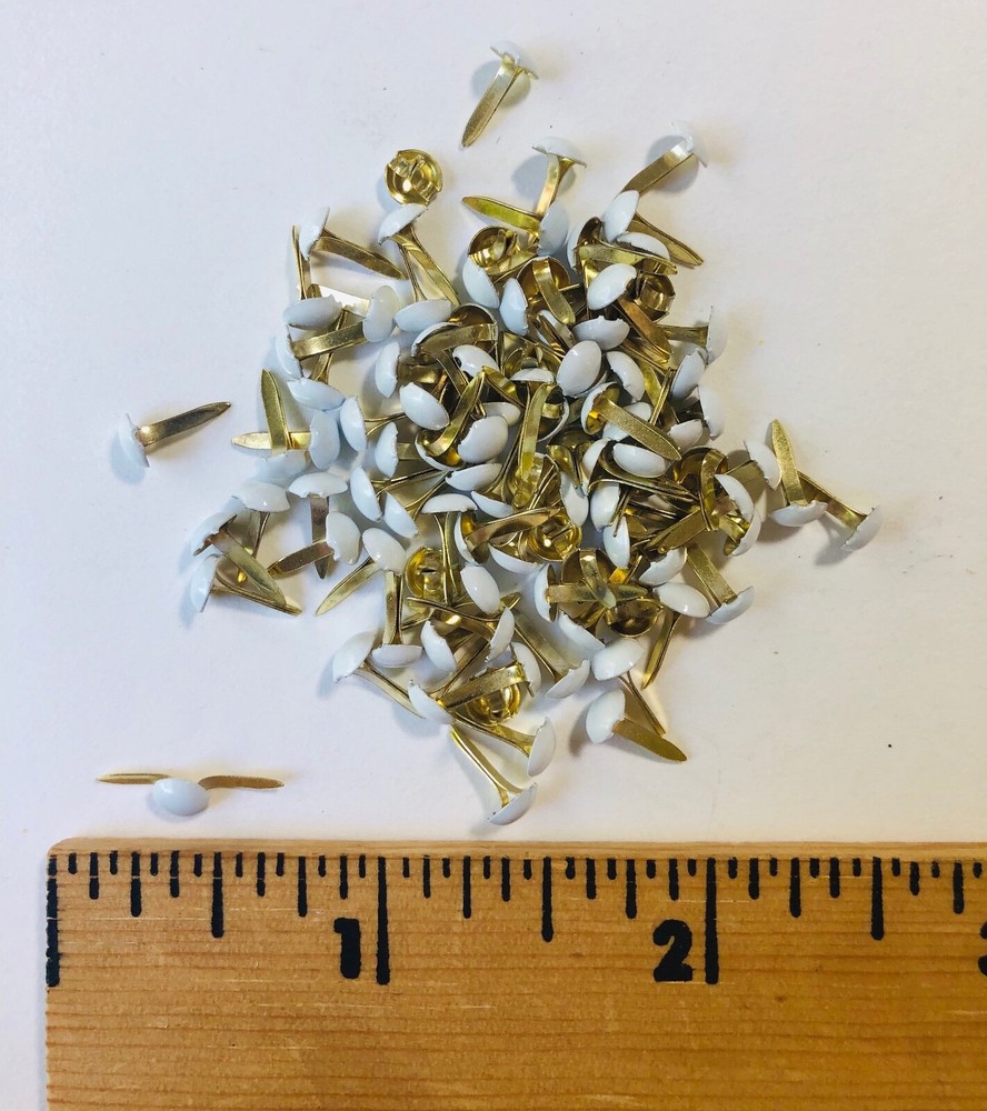 Fasteners - Brads - “4mm White Dots" - 100 - NEW
