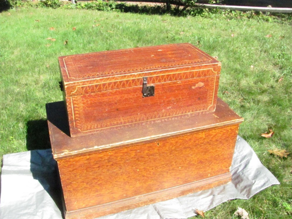 Antique Grain Painted Blanket Chest c. 1850