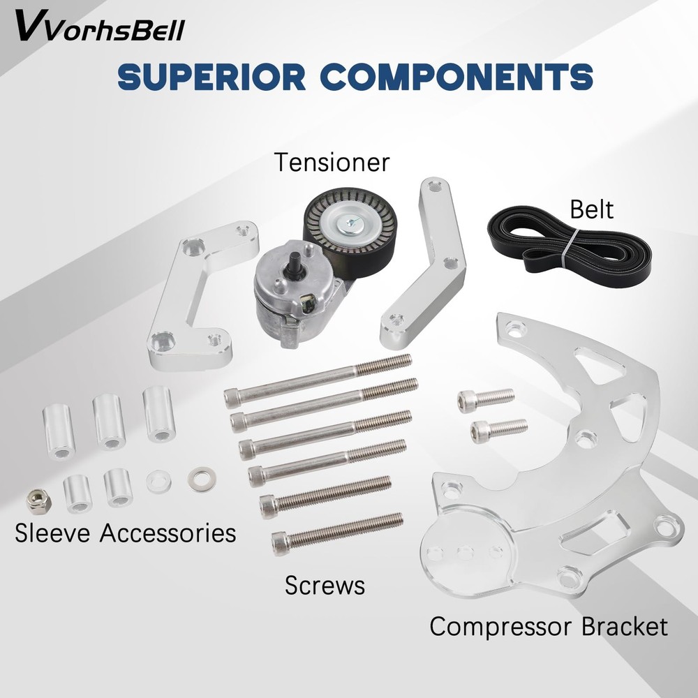 VVORHSBELL LS Swap R4 AC Compressor Bracket Kit, Silver