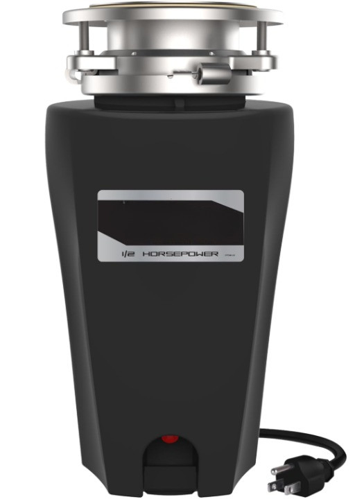 Triturador de basura 1/2 HP con impulsores acero inoxidable negro molienda