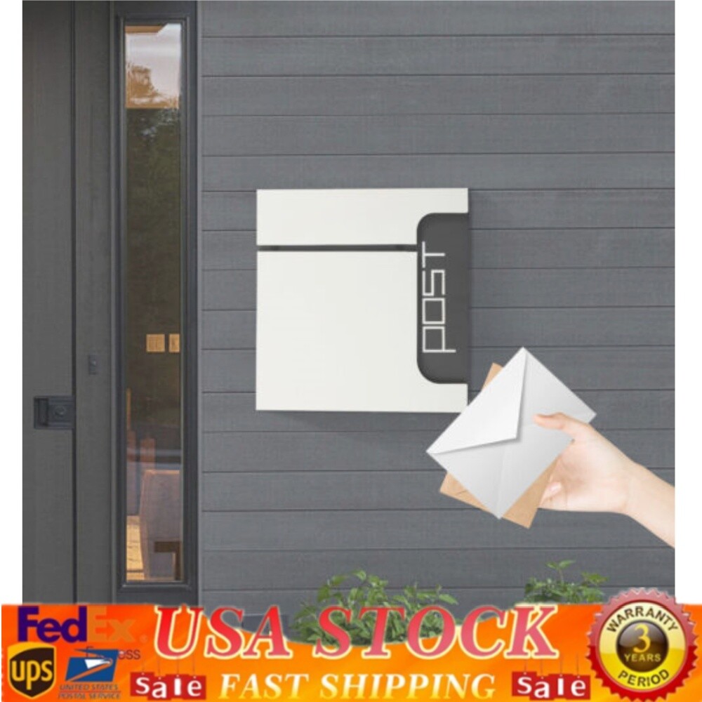 Rectangular Post Box Large Letter Mail Box Steel Lockable Wall Mount Mailbox New