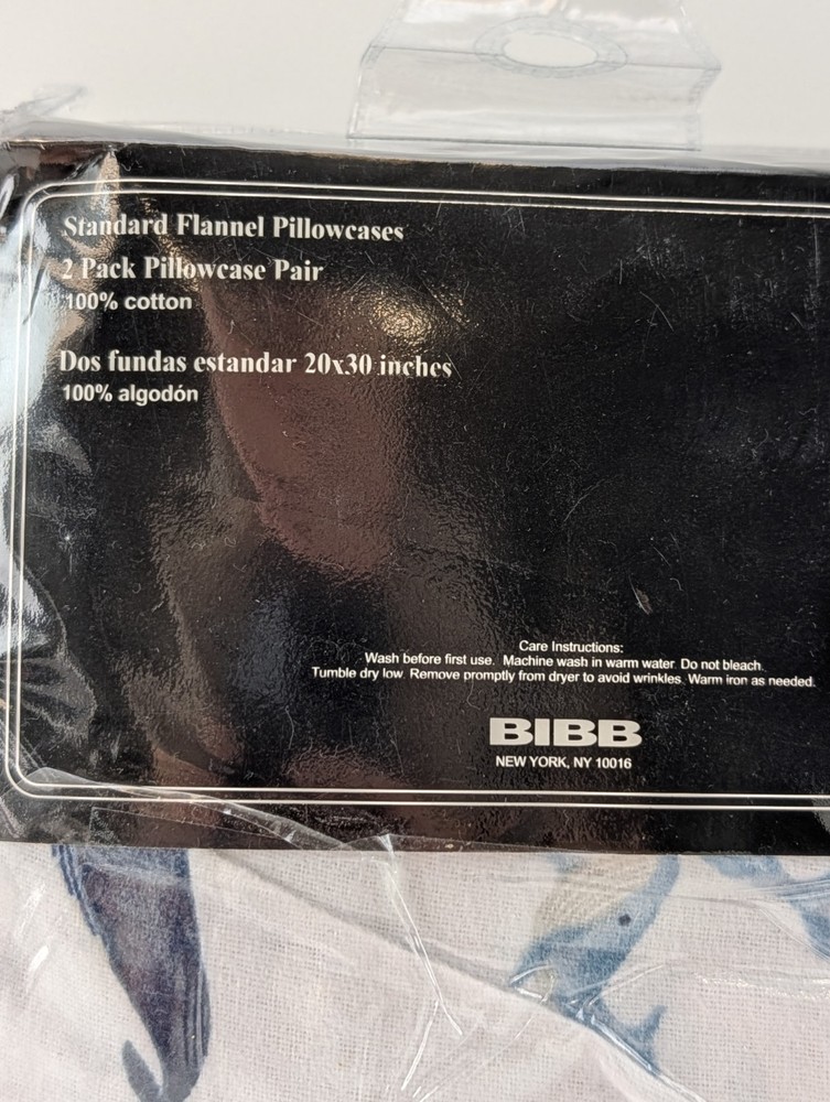 BIBB Pillowcases 2 Pack White Blue Whales New