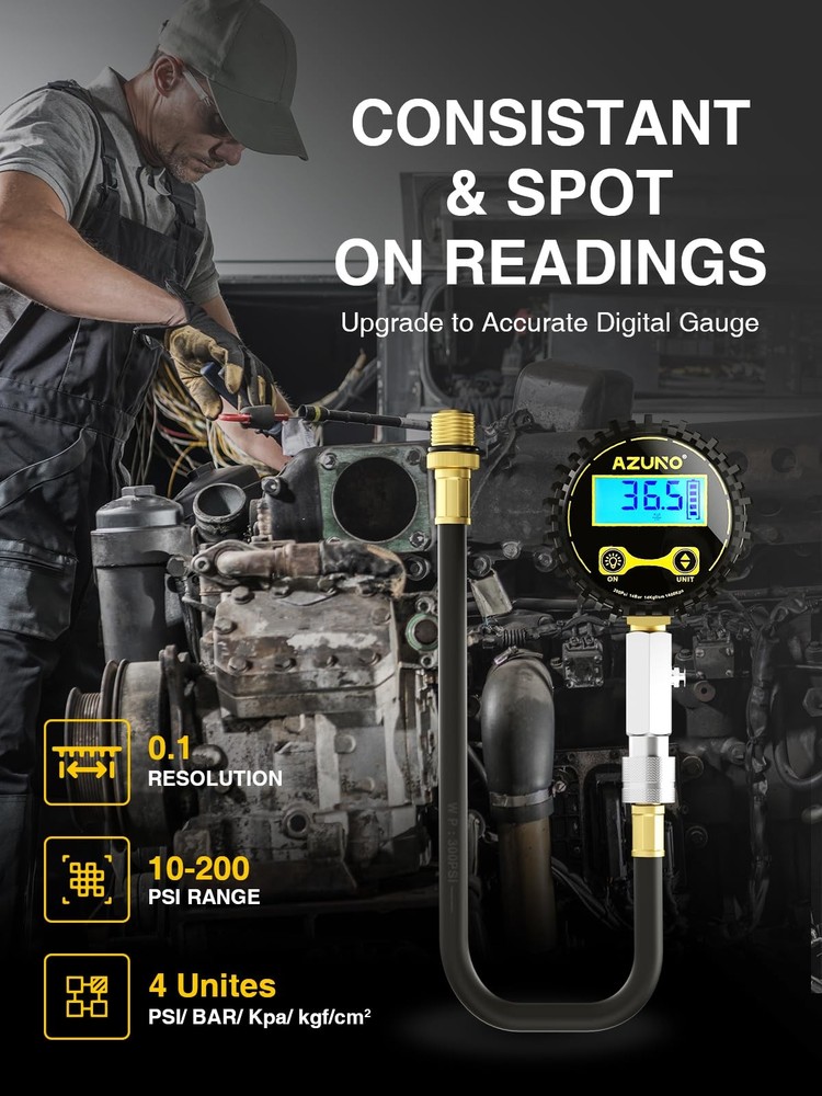 Digital Compression Gauge 200 PSI for Petrol Engine Cylinder Testing