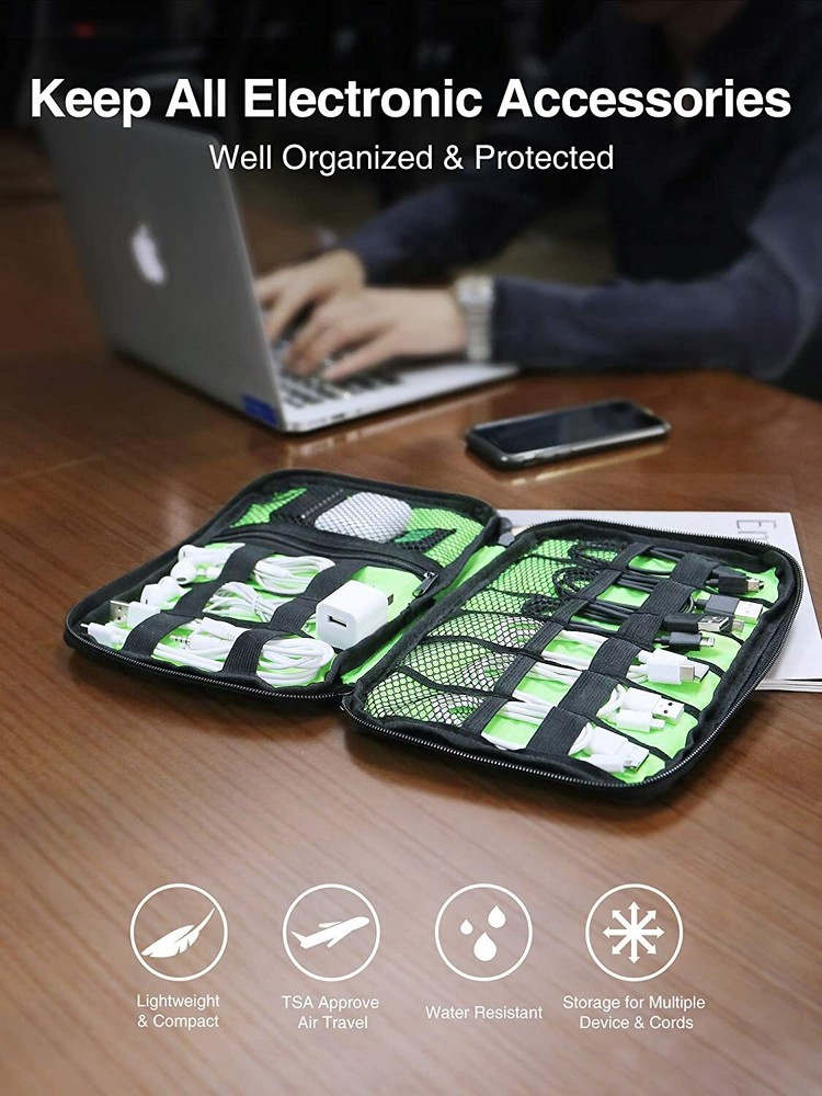Universal Protective Travel Case for Small Electronics cable Accessories - Black