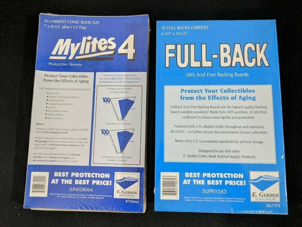 50 E. Gerber Mylites 4 & Full Backs Set -Current Modern Age Comic 700M4 675FB