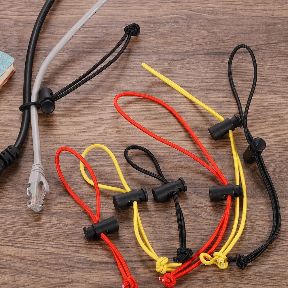 10pcs Elastic Cable Tie 9.84" Multipurpose Cable Tie, Black