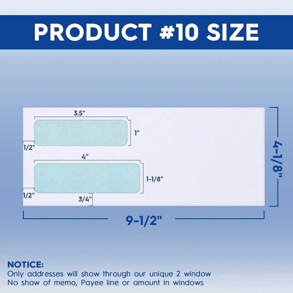 10 Envelopes Security Self Seal, 500 Count Mailing Envelopes with Double Window,