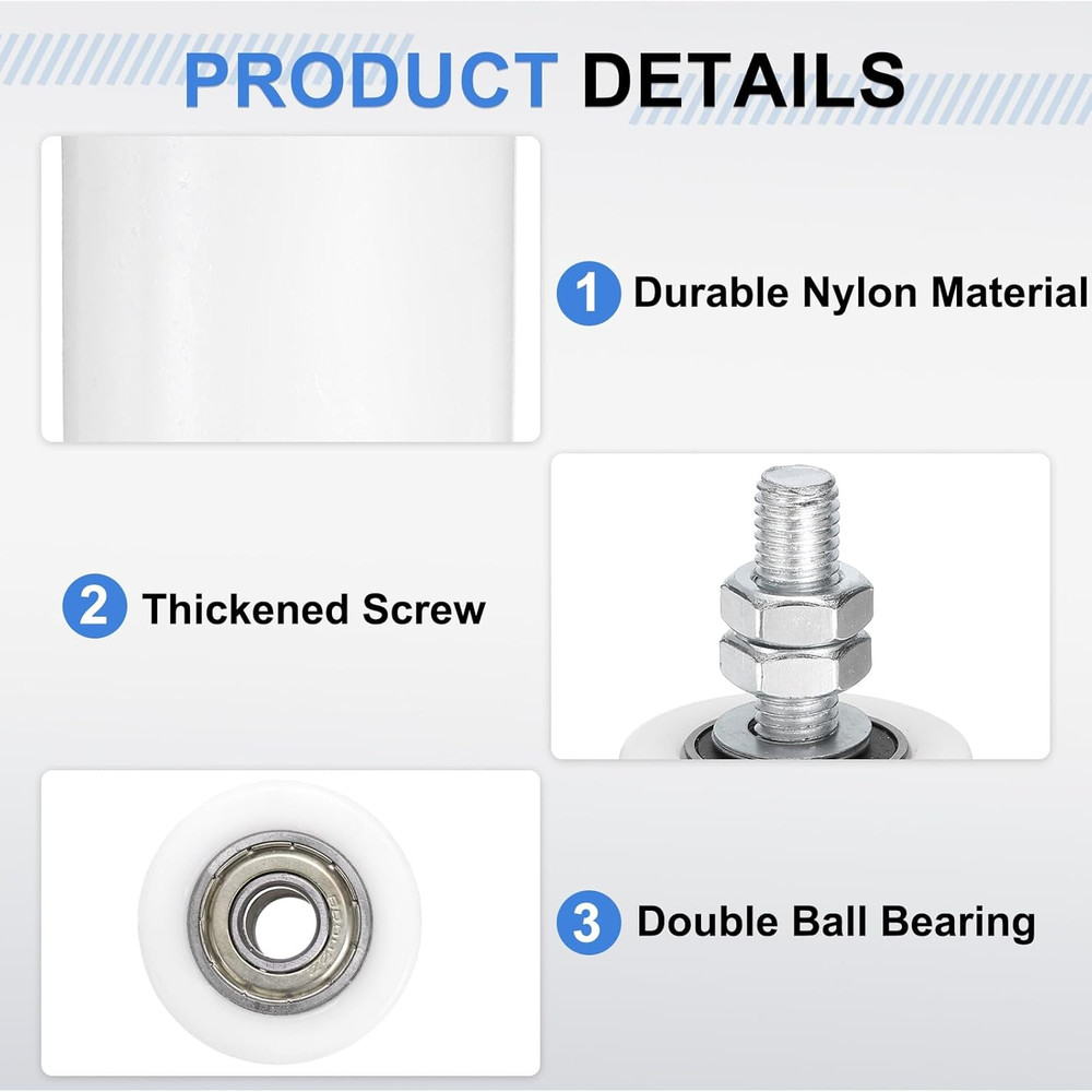 2Pcs Slide Gate Guide Roller, 1-5/8" Nylon Rollers Gate Support Assembly, Uni...