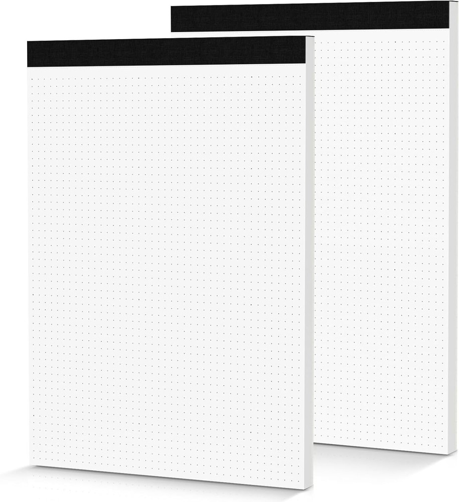 Dot Grid Notepad 8.5 x 11, 2 Pack, 5x5 x 11.75 Inch-Dotted Grid, White