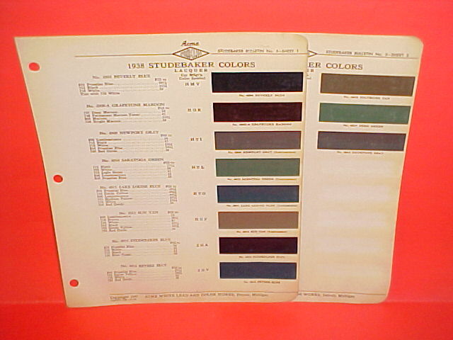 1938 STUDEBAKER SIX EIGHT STATE COMMANDER PRESIDENT CONVERTIBLE PAINT CHIPS ACME