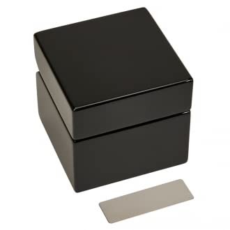 Black Square Wood Box with Clock & Compass