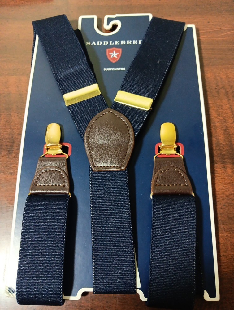 Saddlebred Suspenders Men's One Size Solid Navy Blue Clip Closure