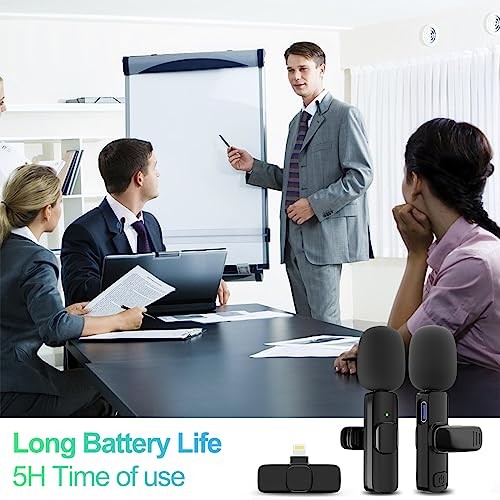 2 Pack Wireless Lavalier Microphone for iPhone, Professional Lapel Lightning
