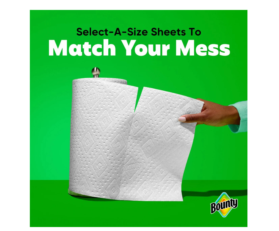 Bounty Paper Towels Select-A-Size White, 6 Triple Rolls, 123 Sheets Per Roll