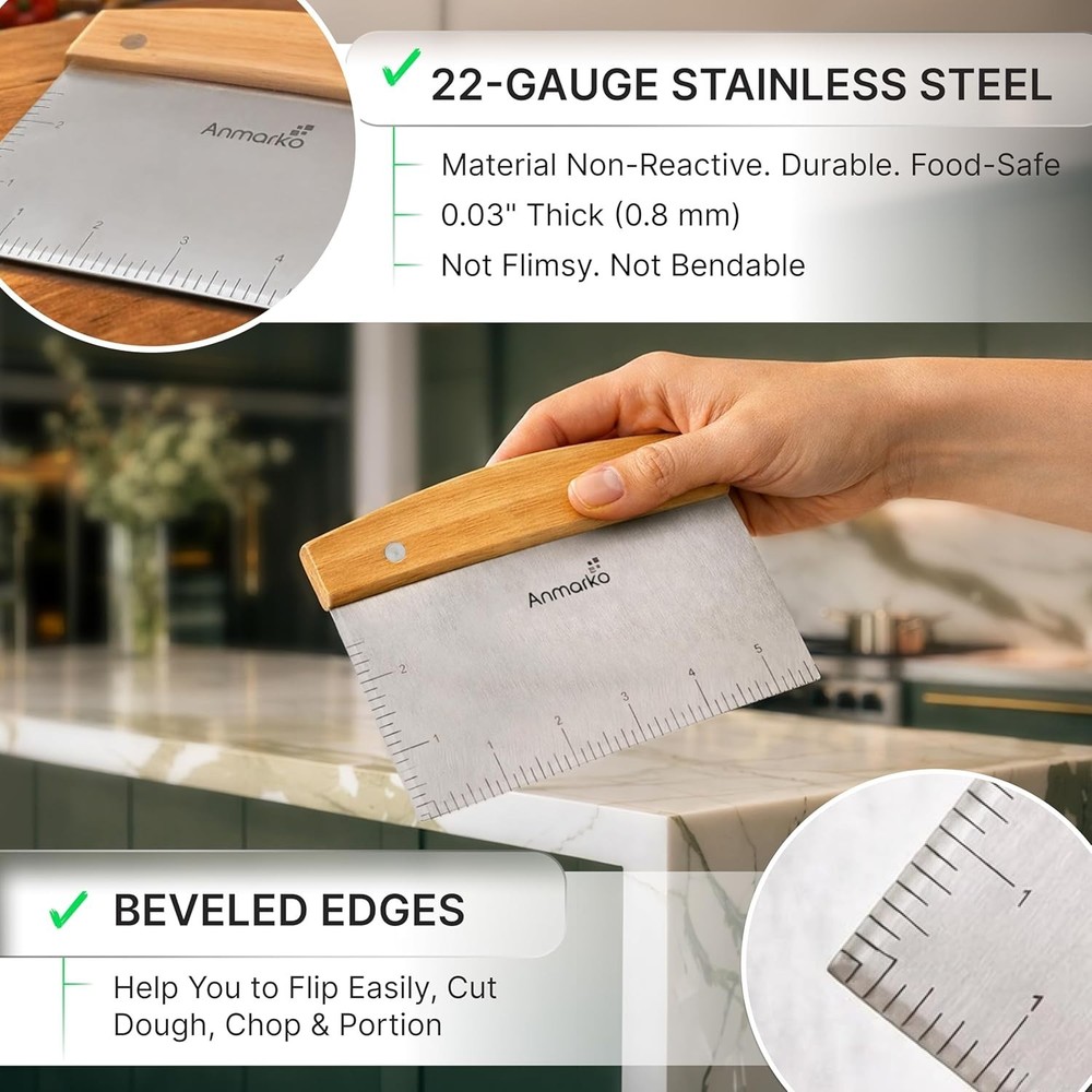 Heavy-Duty Bench Scraper - Triangular Stainless Steel Tool for Precise Cooking
