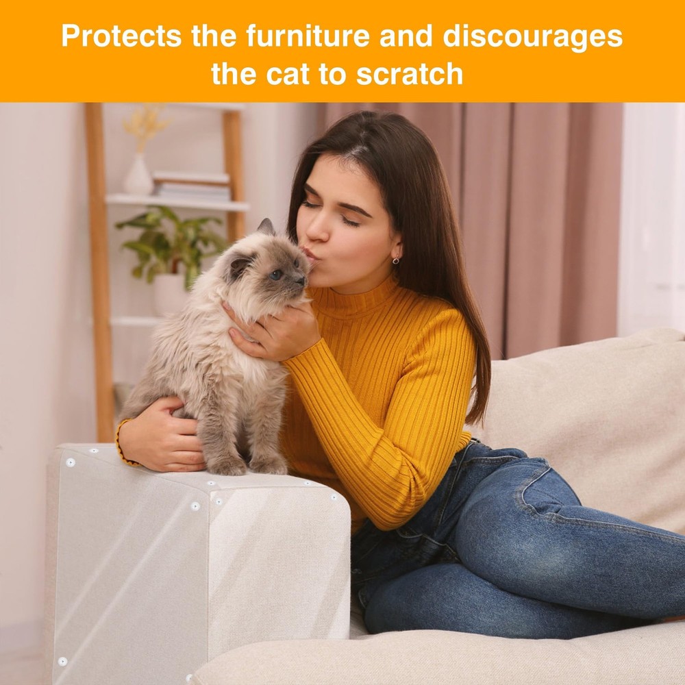 Anti Cat Scratch Furniture Protector - 12 Pack, Clear Couch Protector from Ca...