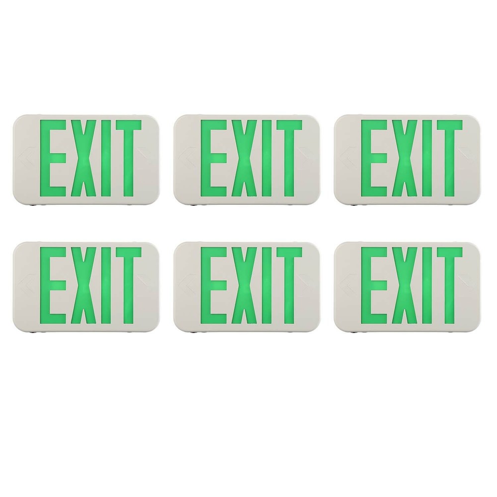 Spectsun 6 Pack Led Green LED Exit Sign Exit Lighting Battery Backup 120/277VAC