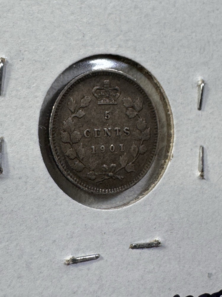 1901 Canada 5 Cents Silver Coin