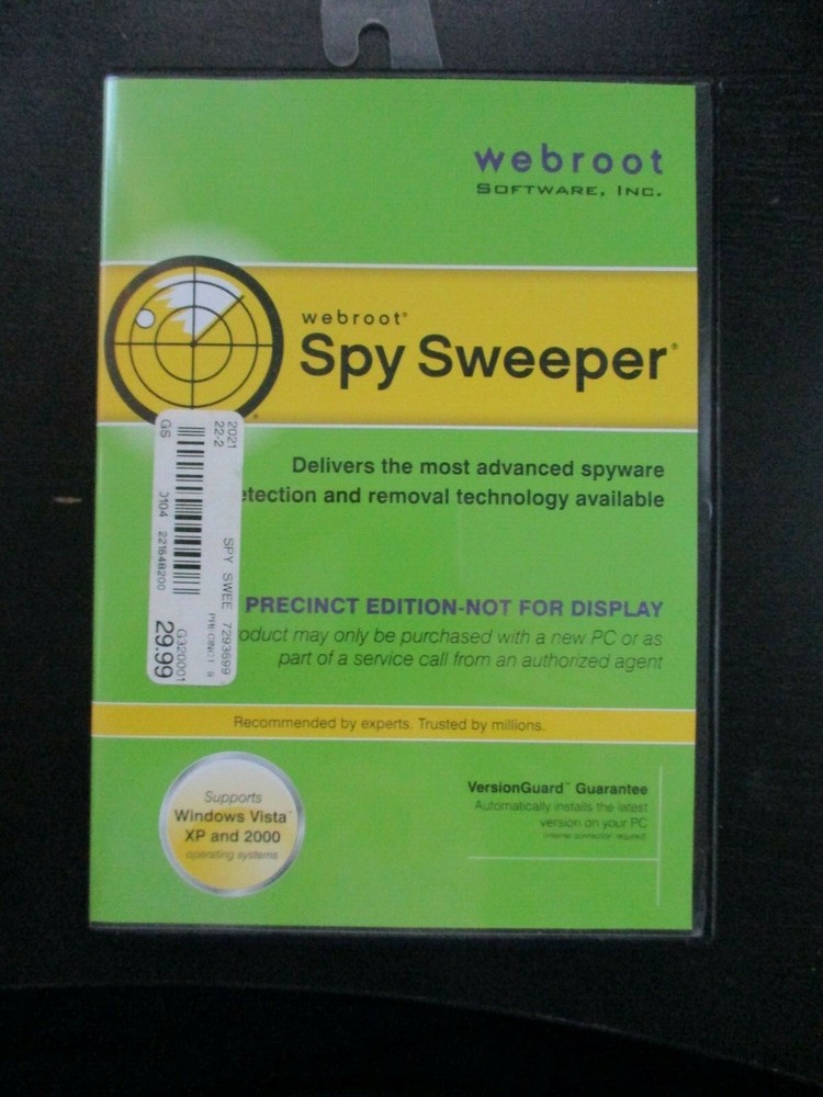 WEBROOT SOFTWARE, SPY SWEEPER, 2007 WITH DISK, EXCELLENT CONDITION